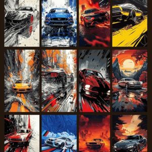 Supercars Wall Posters Set of 12